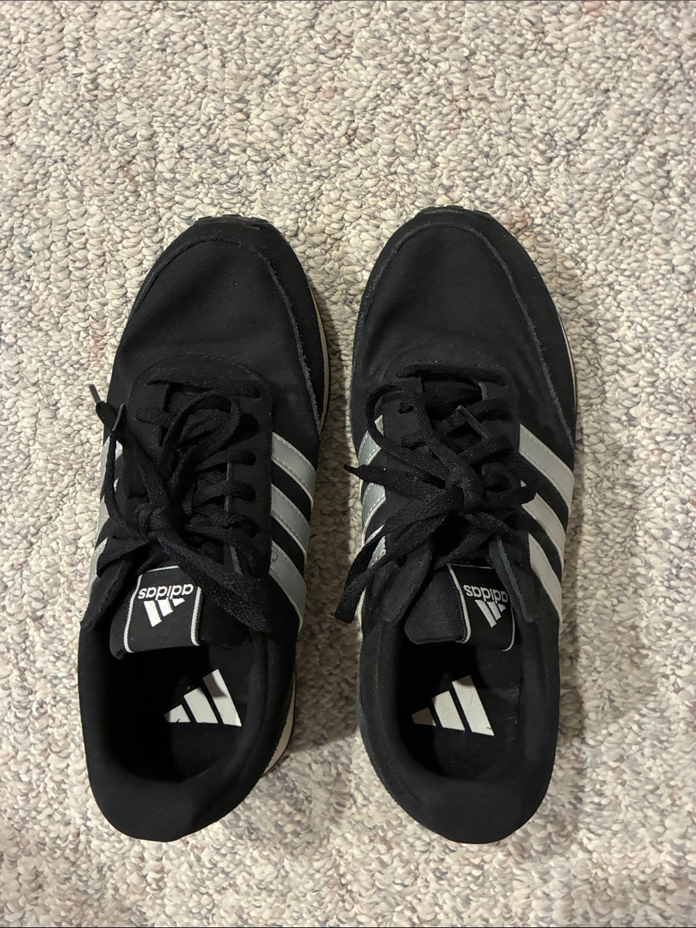adidas Black Sneakers with White Three-Stripes